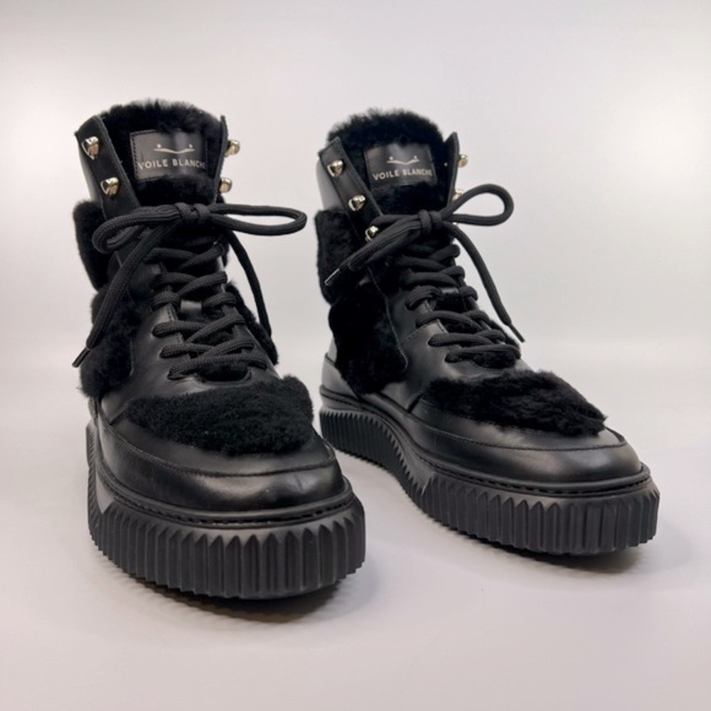 Voile Blanche Ava Leather-Shearling Sneaker Booties